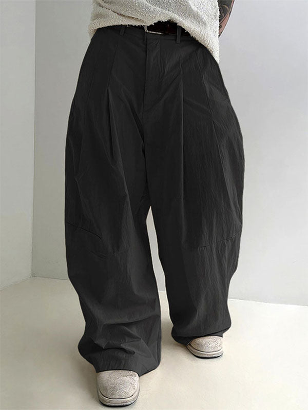 Men's Solid Crinkle Loose Draped Casual Pant SKUL23890