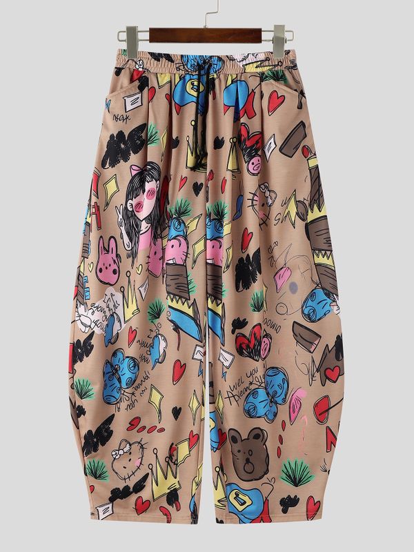 Men's Harajuku Y2K Graffiti Cartoon Print Oversized Wide-Leg Baggy Pant SKUL66966