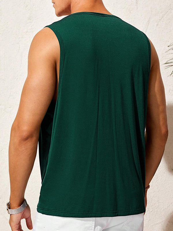 Mens Solid Cowl Neck Sleeveless Vest SKUK54969