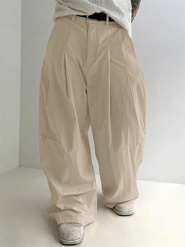 Men's Solid Crinkle Loose Draped Casual Pant SKUL23890