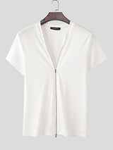 Mens Textured Zip-Up Short Sleeve Cardigan SKUL04303