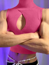 Men's Knit Textured Hollow Cropped Tank SKUL52631