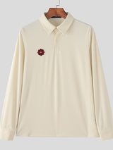 Men's Floral Decor Textured Long Sleeve Shirt SKUL45407