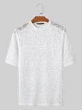 Mens Lace See Through Short Sleeve T-Shirt SKUK52803