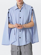 Mens Solid Button Design Split Sleeve Shirt SKUK43272