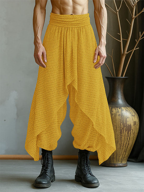 Mens Solid Color Textured Layered High Waist Pant SKUL18772