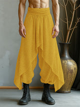 Mens Solid Color Textured Layered High Waist Pant SKUL18772