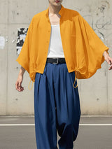 Men's Drawstring Hem Loose Long Sleeve Shirt SKUL51865