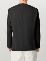 Mens Solid Color V-Neck Fitted Long Sleeve Blazer SKUK79216