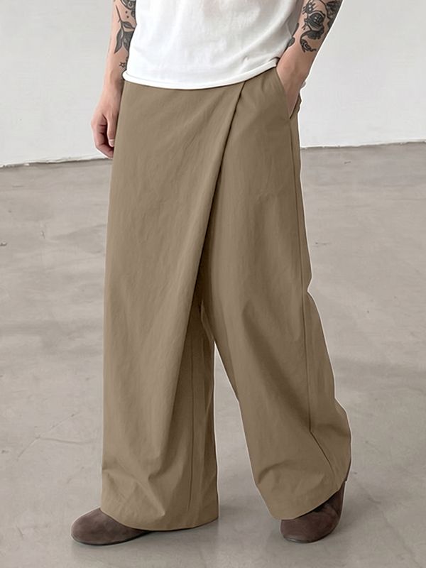 Men's Vintage Casual Asymmetric Cross Wrap Baggy Wide Leg Pant SKUL69118