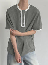 Mens Contrast Color Casual Short Sleeve T-Shirt SKUL17890