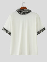 Mens Leopard Patchwork Crew Neck Short Sleeve T-Shirt SKUL13004