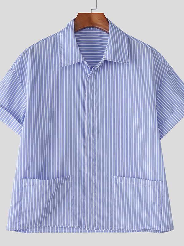 Men's Casual Striped Short Sleeve Shirt SKUL39784