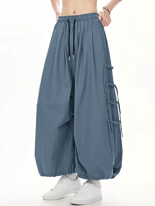 Men's Vintage Harajuku Multi-Tie Straps Deconstructed Pleated Balloon Wide Leg Pant SKUL70365
