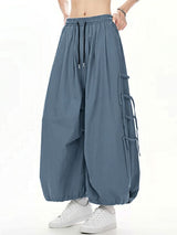 Men's Vintage Harajuku Multi-Tie Straps Deconstructed Pleated Balloon Wide Leg Pant SKUL70365