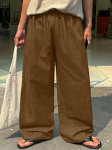 Men's Chill Relaxed City Walk Slub Textured Drawstring Flowing Baggy Pant SKUL84571
