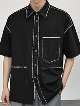 Men's Color Block Trim Short Sleeve Shirt SKUL35053