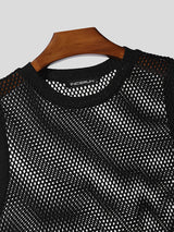 Mens Sheer Mesh Hollow-Out Crew Neck Tank SKUL18803