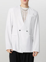 Mens Solid Color V-Neck Fitted Long Sleeve Blazer SKUK79216