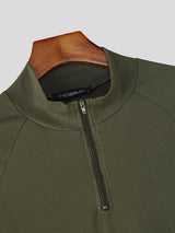 Men's Textured Zip Long Sleeve T-Shirt SKUL38542