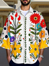 Mens Casual Floral Print Colorblock Shirt SKUL05737