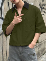 Men's Barn Style Contrast Collar Shirt SKUL53010