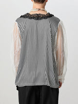 Mens Striped Lace Panel Long-Sleeve Shirt SKUK89887