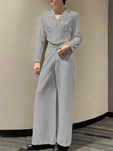 Men's Solid Color Cropped Casual Two Pieces Outfit SKUL28227