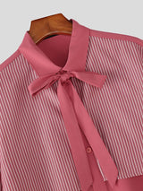 Men's Striped Patchwork Contrast Color Short Sleeve Shirt SKUL53039