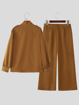 Men's Solid Color Casual Two Pieces Outfit SKUL27271