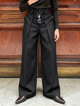 Men's Vintage Dandy Art Exhibition Double-Breasted Button High-Waist Wide-Leg Pant SKUL86024