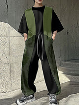 Mens Color Block Patchwork Loose Jumpsuit SKUK88058