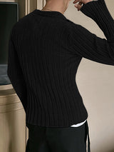 Mens Marled Knit Long Sleeve Golf Shirt SKUK41784