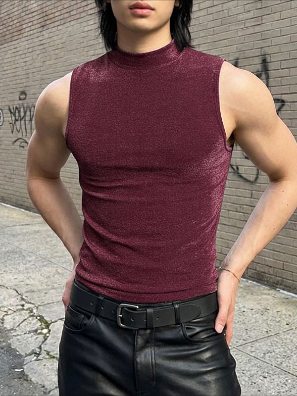 Men's Solid Color Shiny Tank SKUL53153