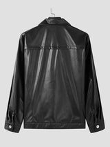 Mens Loose Faux Leather Long-Sleeve Jacket SKUK88186