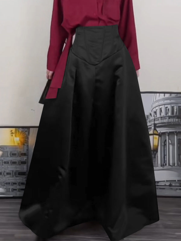 Mens Solid Color Waist-Tie Satin Skirt SKUL06532