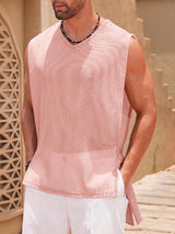 Men's Sheer Mesh Textured Casual Tank SKUL06336