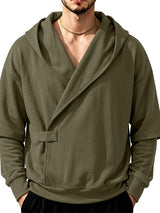 Men's Avant-Garde Casual Crossover Wrap Waist Tab Layered Sleeve Long Sleeve Sweatshirt SKUL83437