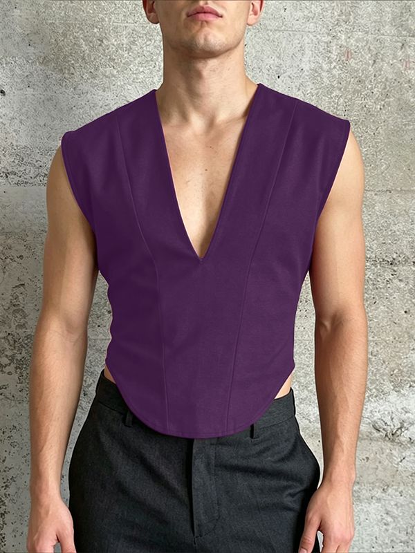 Men's V-Neck Tailored Structural Corset Tank SKUL63908