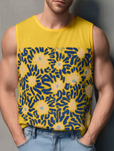 Men's Floral Print Colorblock Casual Tank SKUL22103