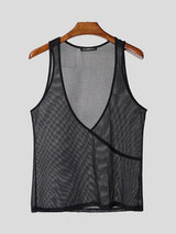 Mens Sheer Mesh Deep V-Neck Tank SKUL16788