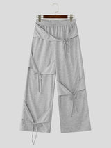 Men's Deconstructed Drawstring Cross Design Casual Pant SKUL36335