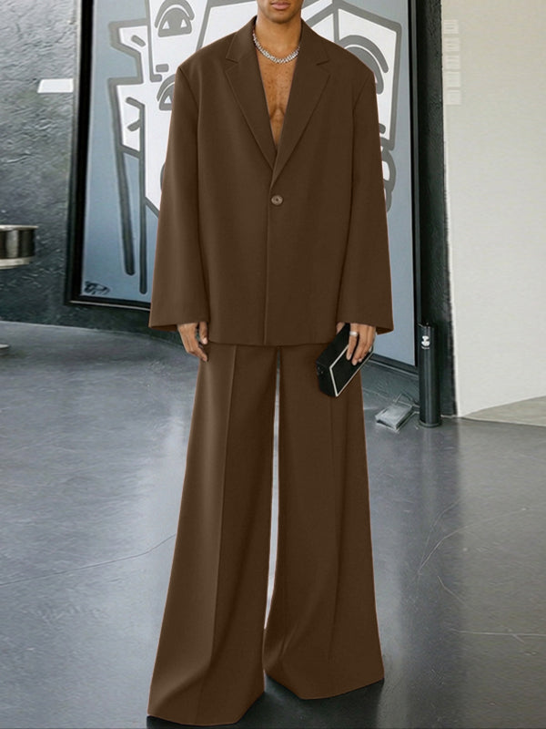 Men's Solid Color Loose Casual Two Pieces Outfit SKUL50004