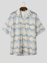 Men's Colorblock Texture Short Sleeve Shirt SKUL23775