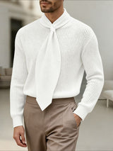 Men's Textured Tie Long Sleeve Shirt SKUL43664