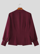 Men's Leather Buckle Side Cut Long Sleeve Blazer SKUL26926