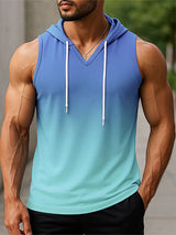 Mens Gradient Color Casual Hooded Tank SKUL17428