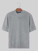 Mens Fleece Solid Casual Short Sleeve T-Shirt SKUK50847
