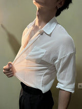 Men's Sheer Textured Long Sleeve Shirt SKUL51940