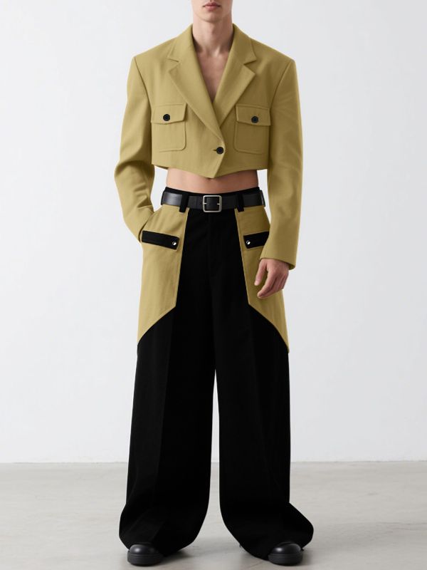 Men's Colorblock Cropped Two Pieces Outfit SKUL31927